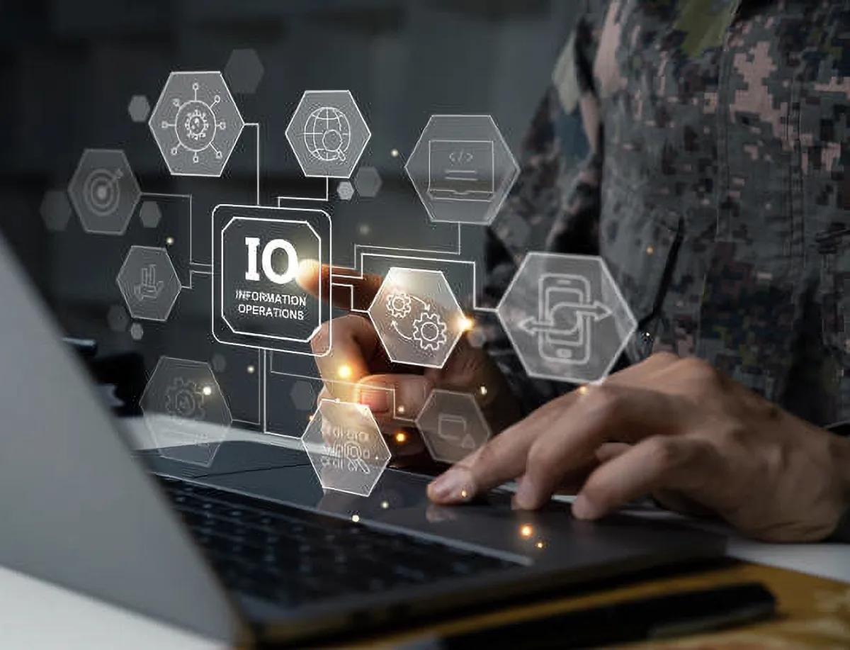A group of five professionally dressed individuals standing in a row, representing a team of defense or security experts.